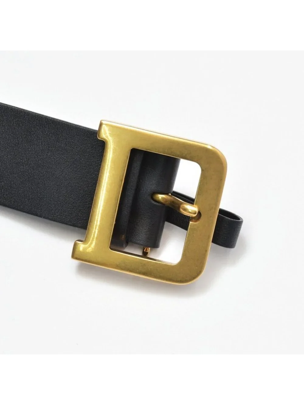 Dior Quake D Buckle Belt Black Leather Gold